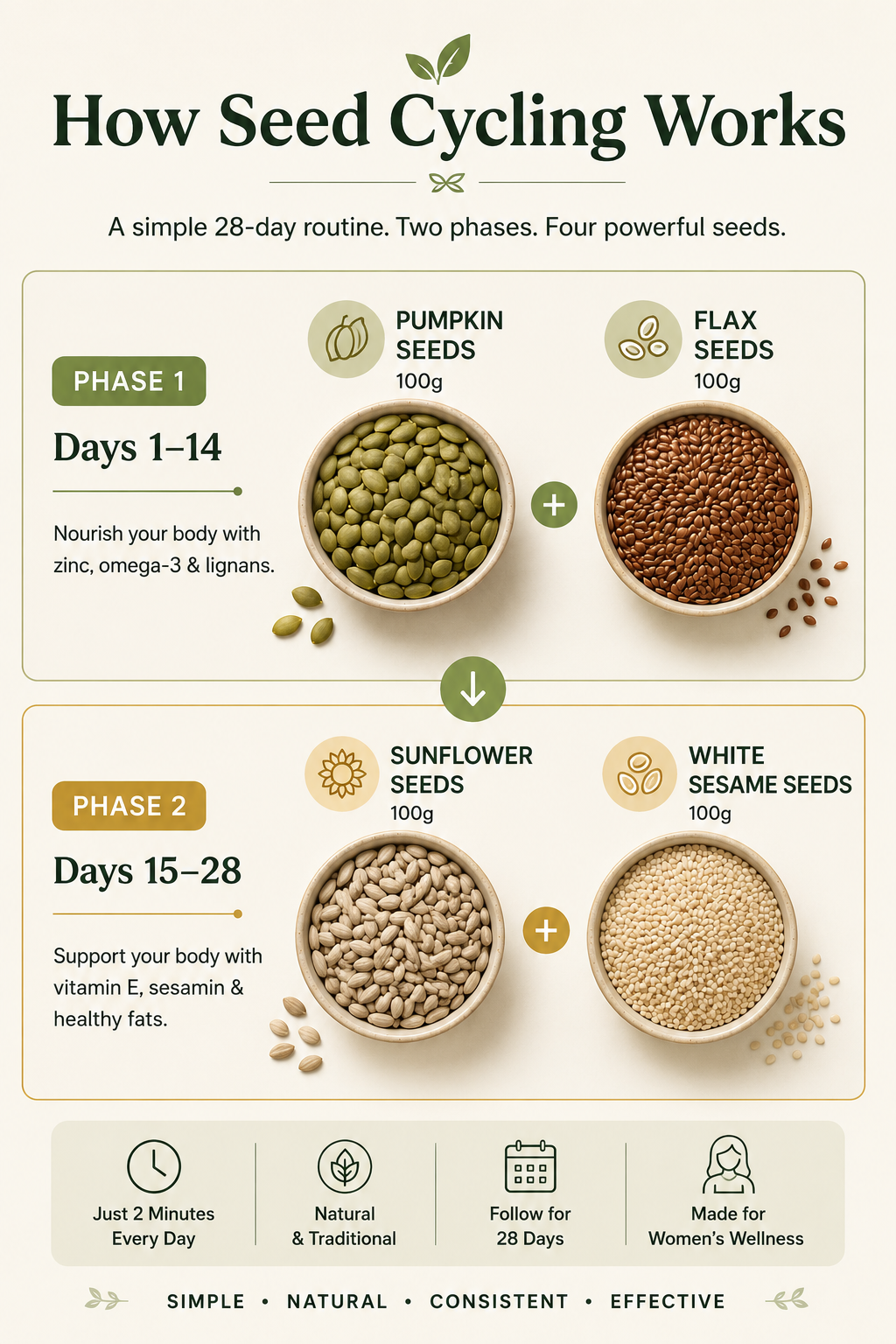 Seedova 28-Day Seed Cycling Kit | 4 Premium Raw Seeds + Complimentary Nutritionist Consultation