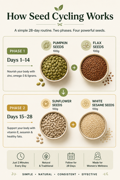 Seedova 28-Day Seed Cycling Kit | 4 Premium Raw Seeds + Complimentary Nutritionist Consultation